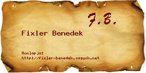 Fixler Benedek névjegykártya