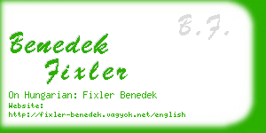 benedek fixler business card